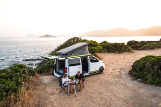 VW California beach on cliffs